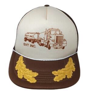 Crown Cap Trucker Hat Brown OSFM SVT Inc Semi Tanker Truck Scrambled Eggs Rope